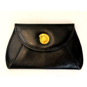 Cartier Panthere Leather Wallet Cltch Foldover Black Gold GORGEOUS VINTAGE AUTH